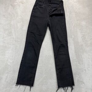 Mother Jeans Women's 27 Pixie Dazzler Ankle Fray Black Not Guilty Button Fly